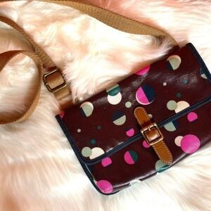 FOSSIL | Keyper Mini Crossbody Handbag Vintage Retro Canvas Leather Shoulder Bag